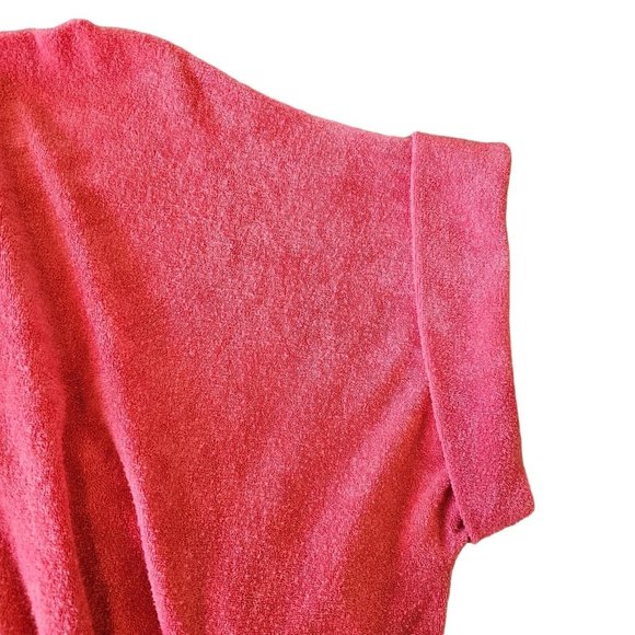 Vintage Womens 70s L XL Sears Terry Cloth Towel Surf Beach Mod Hippy‎ Shirt Pink - Picture 3 of 9